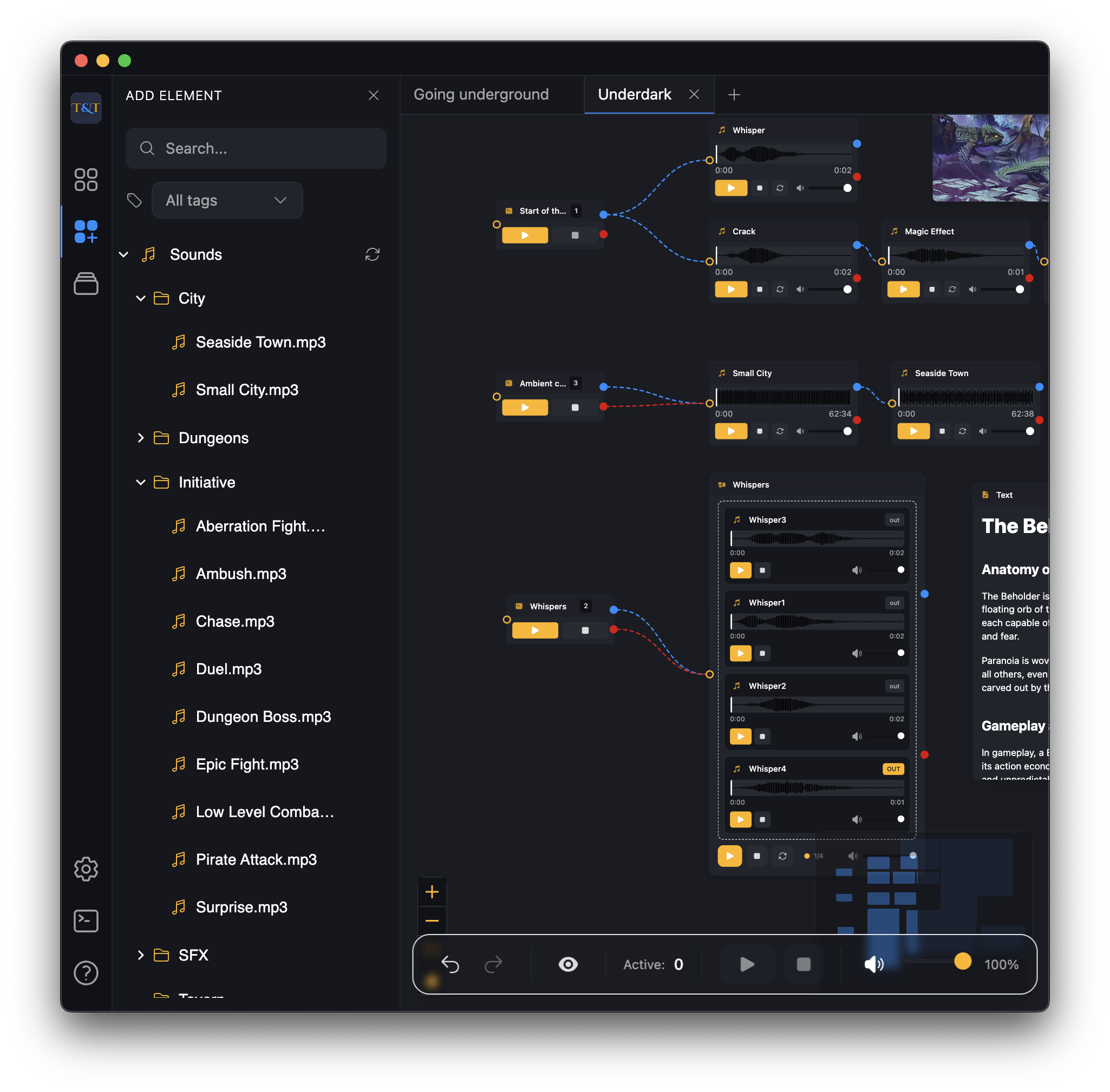 Интерфейс сцен Tavern Thunder